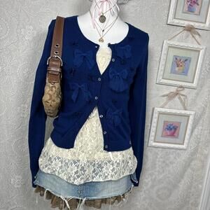 y2k vintage lace bow cardigan
